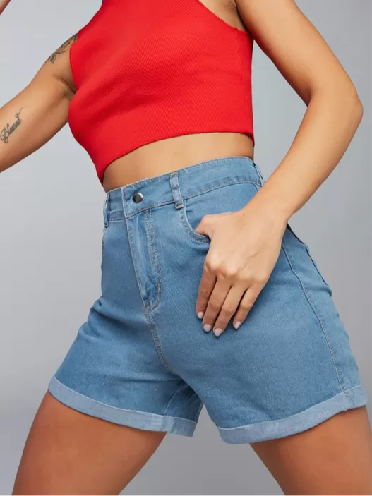 Plus Sized Light Weight Mid-Rise Denim Short