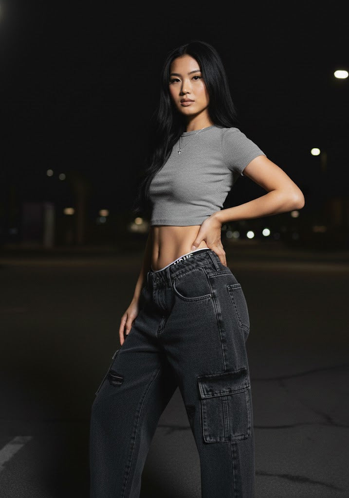 High-Neck Fitted Crop Top
