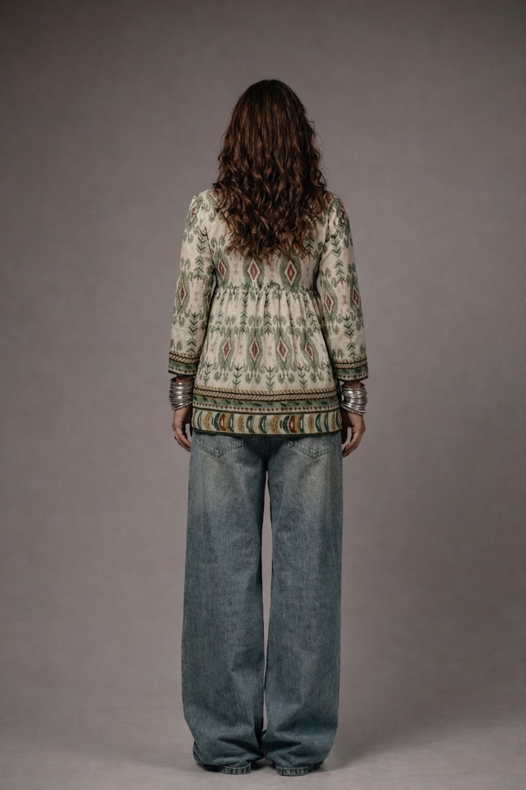Sage & Earth Ikat Peplum Kurti by Lipaaji π