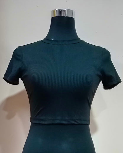 High-Neck Fitted Crop Top