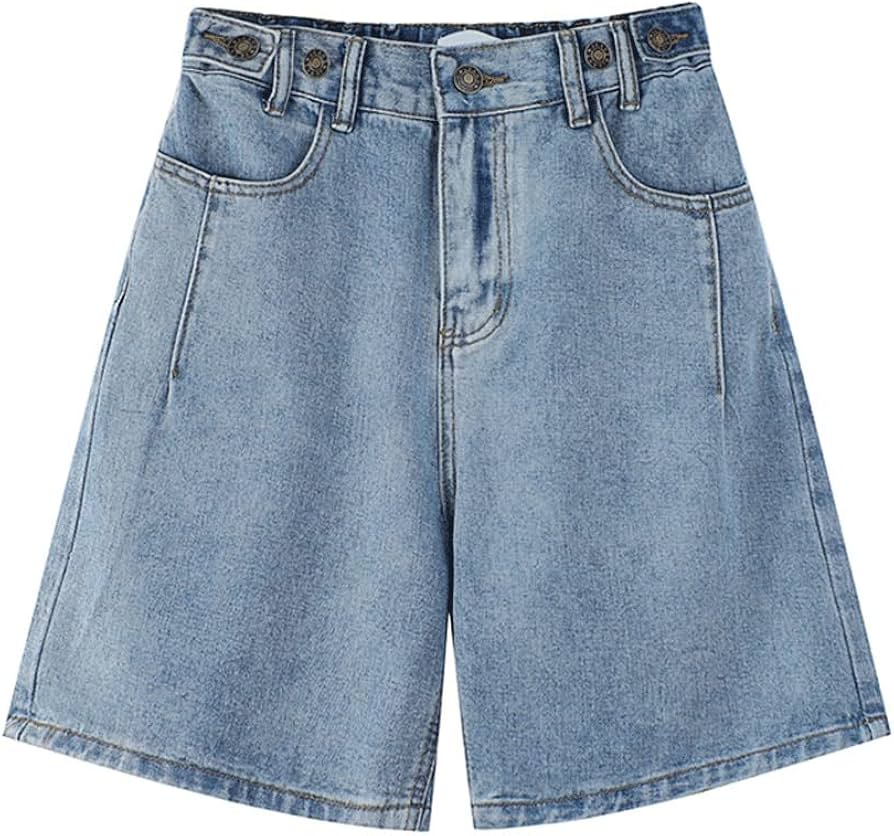 Adjustable Waist Wide Leg Pants Denim Short