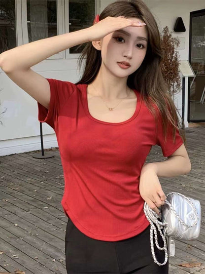 Basic Loose Fit Ribbed T-Shirt – Casual Comfort