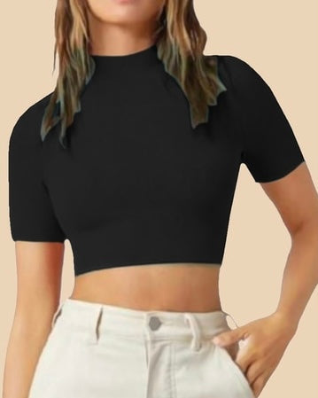 High-Neck Fitted Crop Top