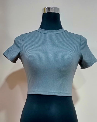 High-Neck Fitted Crop Top