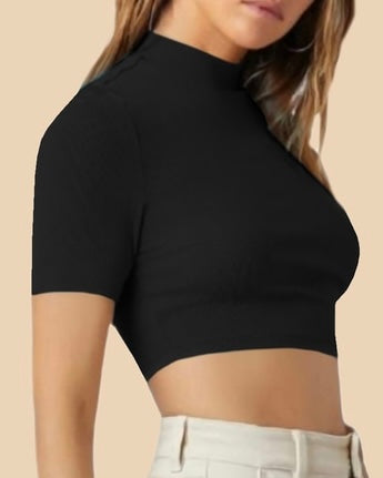 High-Neck Fitted Crop Top