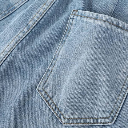 Adjustable Waist Wide Leg Pants Denim Short