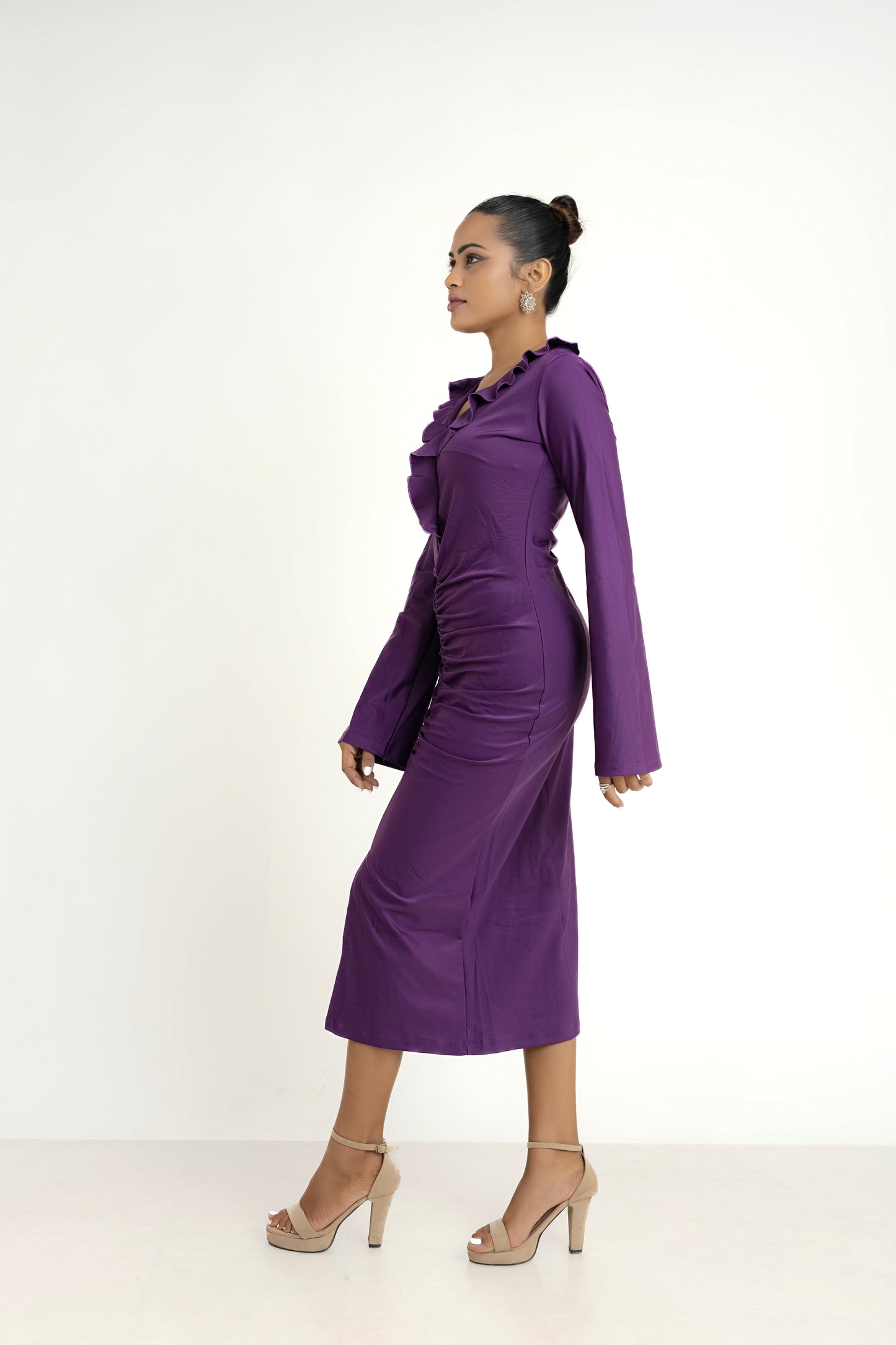 Luca Sexy Ruched Maxi Dress -Purple by Lipaaji