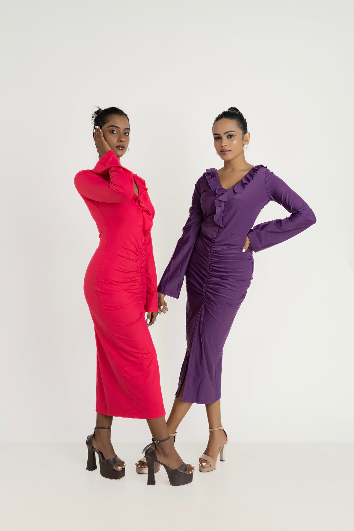 Luca Sexy Ruched Maxi Dress -Purple by Lipaaji