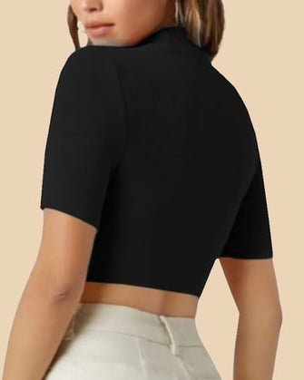 High-Neck Fitted Crop Top