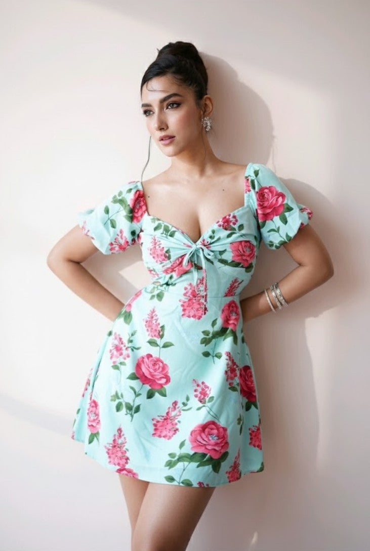 Floral Tie-Back Mini Dress by Lipaaji 🎀