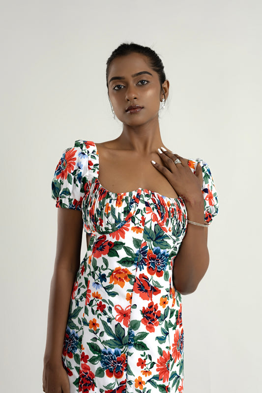 Rosa Vintage Puff Sleeve Maxi Dress - White by Lipaaji 🎀