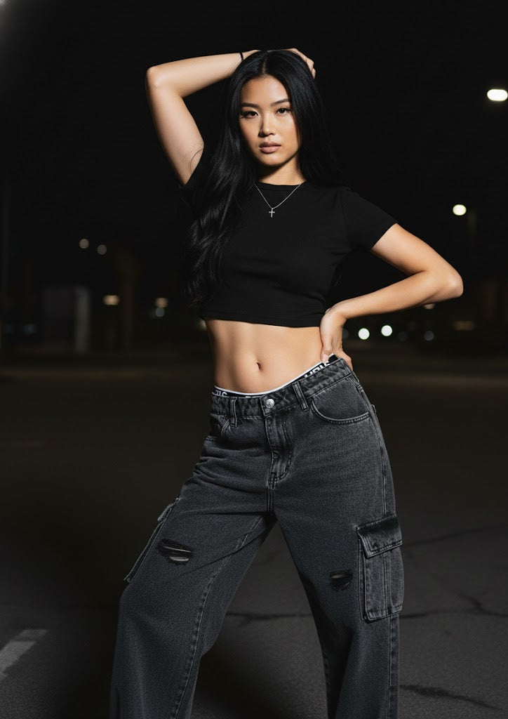 High-Neck Fitted Crop Top