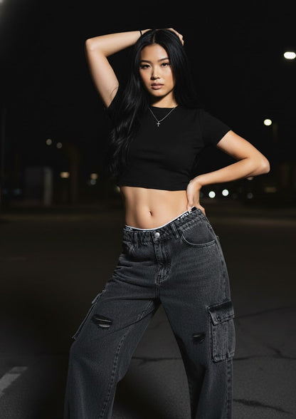 High-Neck Fitted Crop Top