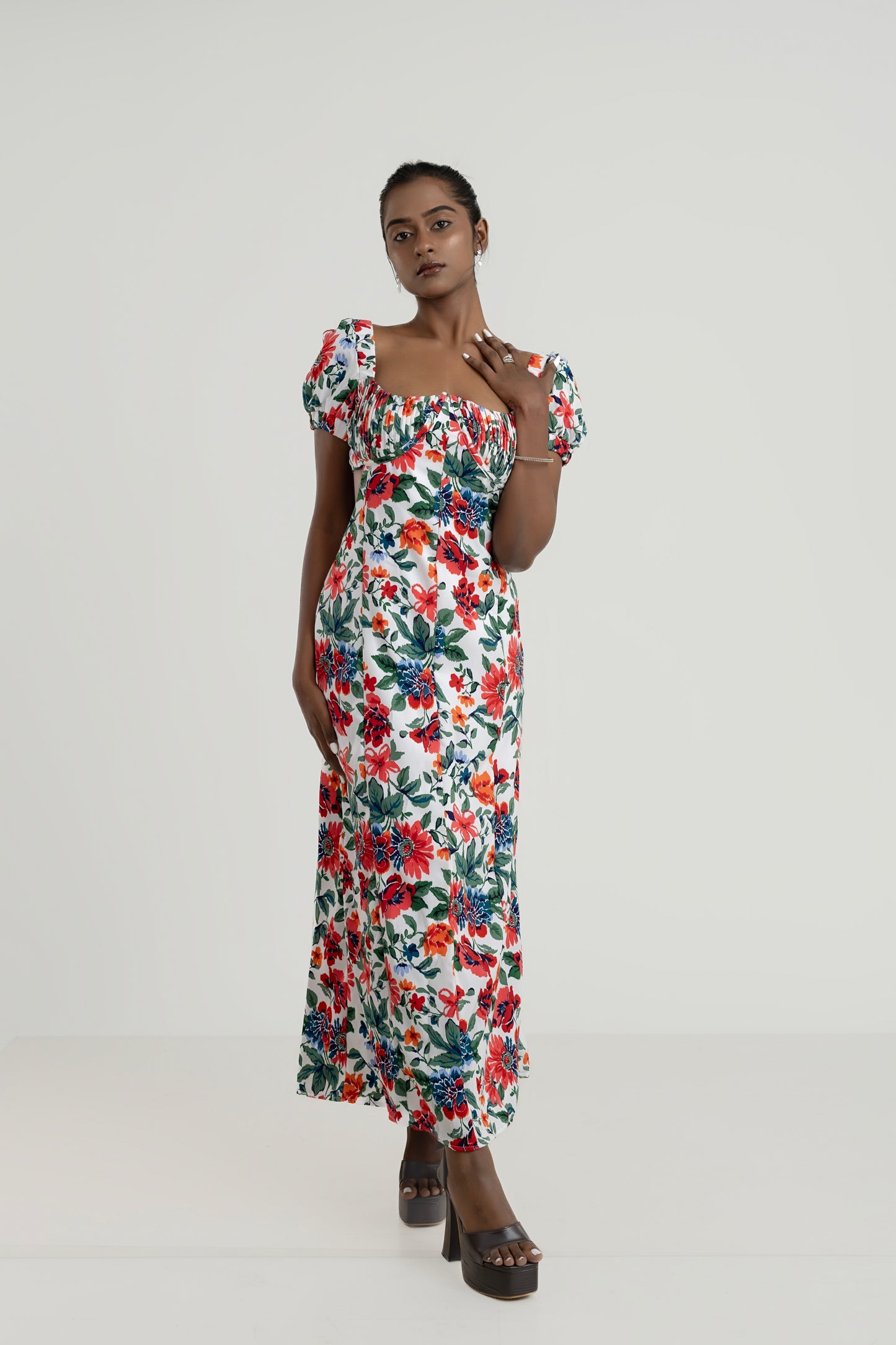 Rosa Vintage Puff Sleeve Maxi Dress - White by Lipaaji 🎀